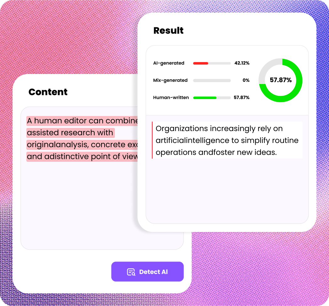 Lunote AI Detector analyzing a college application essay