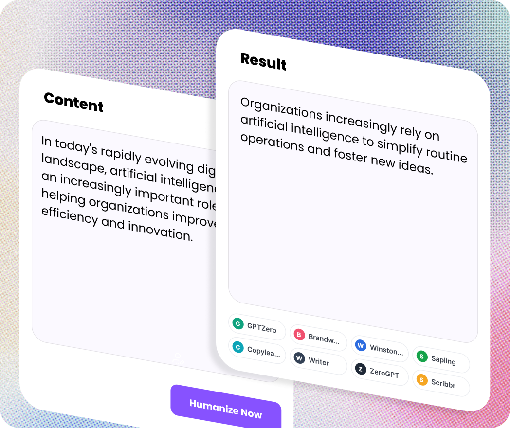 Lunote AI Humanizer transforming AI-generated input into natural output